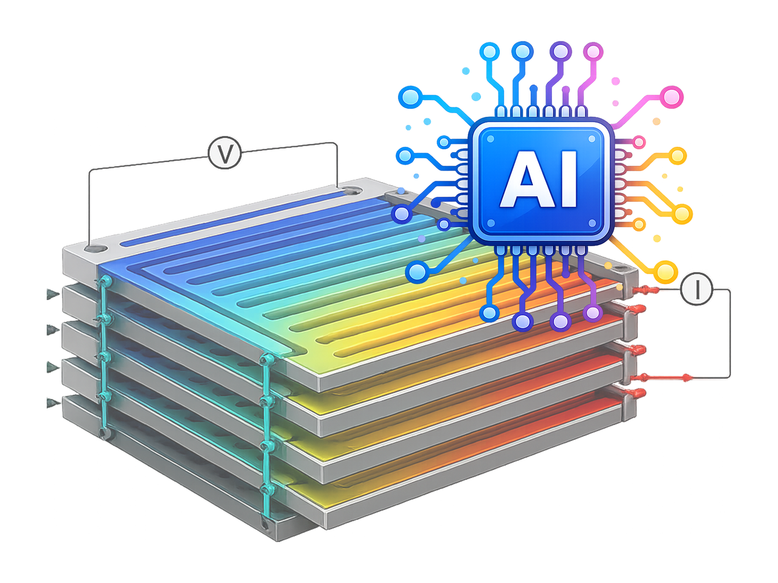 AI-coupled thermal analysis of a stack